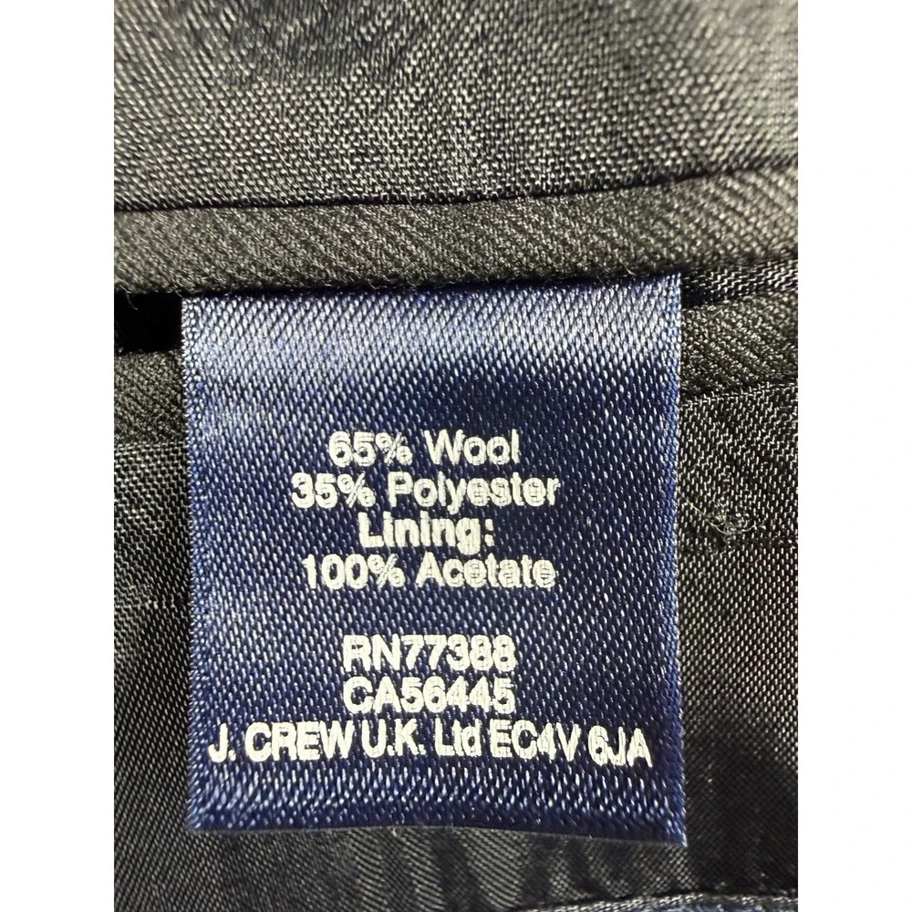 J Crew Thompson Black Wool Blend 2 button Suit Jacket Blazer Mens 40R